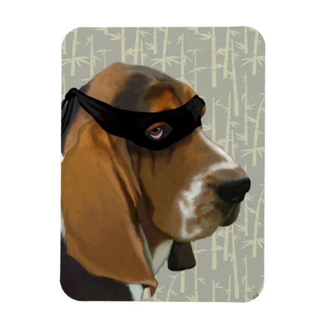 Ninja Basset Hound Hund Magnet (Vertikal)