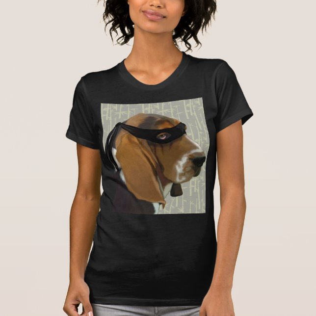 Ninja Basset Hound Hund Tee (Framsida)