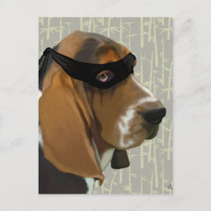 Ninja Basset Hound Hund Vykort