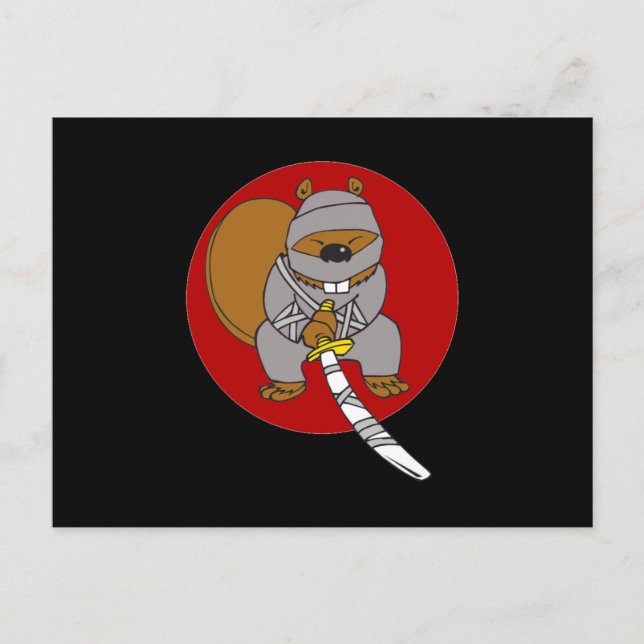 Ninja Beaver Vykort (Framsida)