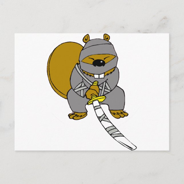 Ninja Beaver Vykort (Framsida)