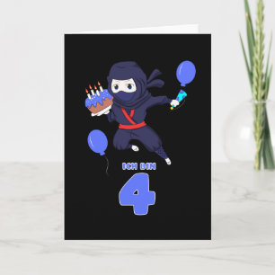 NINJA BIRTHDAY 4 4e födelsedagen Boy Tecknad Älska Kort