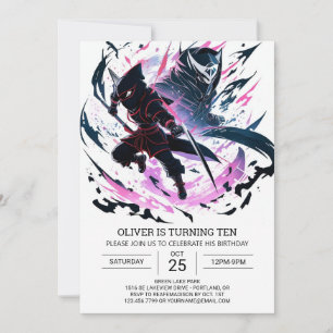 Ninja Birthday Äventyr för barn Inbjudningar