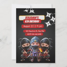 Ninja Birthday Bash:bjudan till Roligts- och hälso Inbjudningar