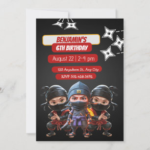 Ninja Birthday Bash:bjudan till Roligts- och hälso Julkort