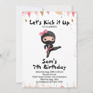 Ninja Birthday bjudande - Ninja Girl Party Inbjudningar