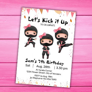 Ninja Birthday bjudande - Ninja Girl Party Inbjudningar