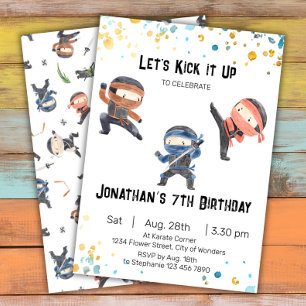 Ninja Birthday bjudande - Ninja Party Inbjudningar