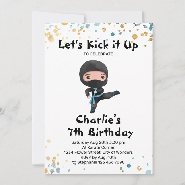 Ninja Birthday bjudande - Ninja Party Inbjudningar (Framsida)