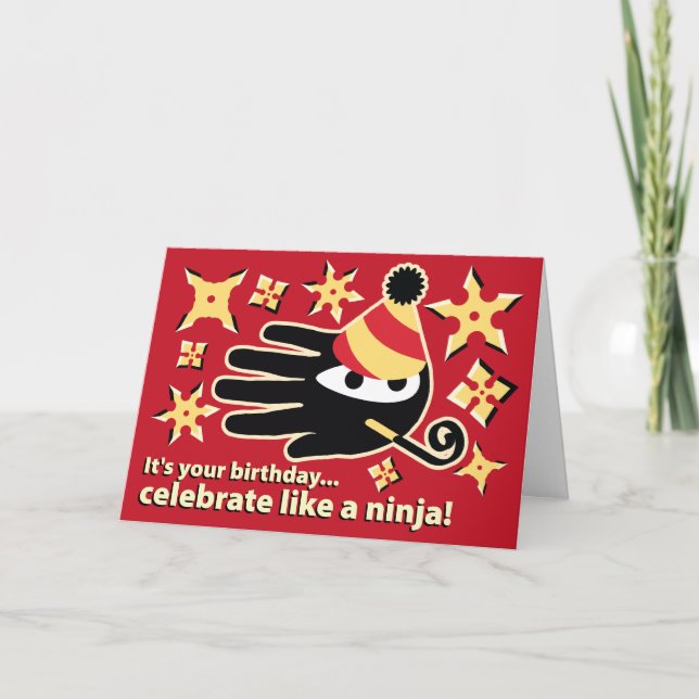 Ninja Birthday Card. Firar som en ninja Kort (Framsida)