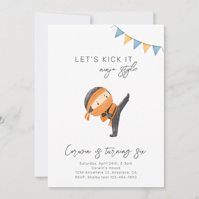 Ninja Birthday-inbjudan | Inbjudan till Ninja-part (Framsida)