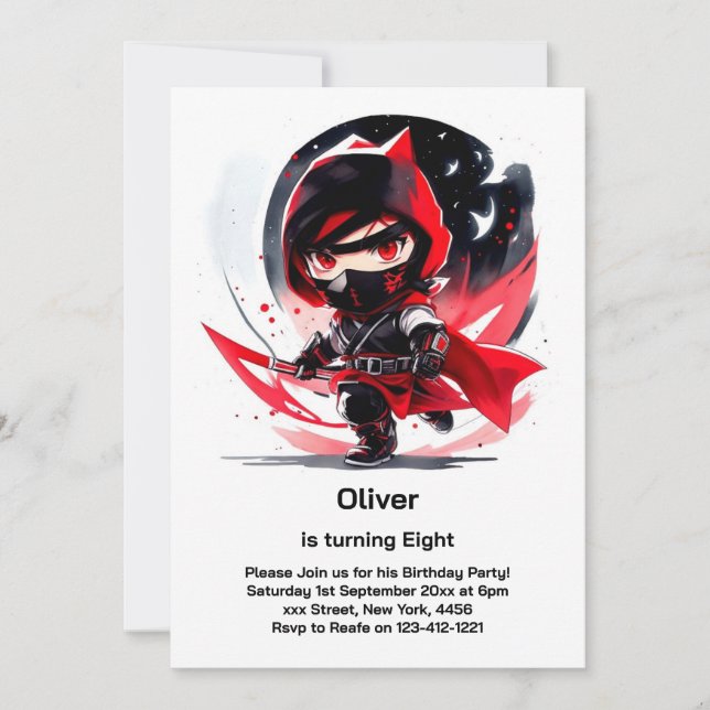 Ninja Birthday-inbjudan Inbjudningar (Framsida)