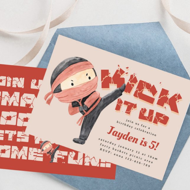 Ninja Birthday, Karate Martial Arts, Sparka upp de Inbjudningar (Skapare uppladdad)