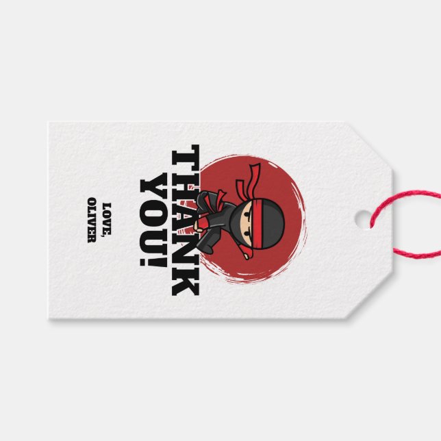 Ninja Birthday Party Presentetikett (Framsidan (Horisontell))