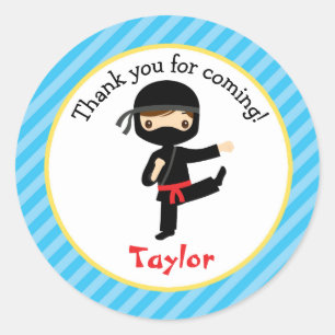 Ninja Birthday Stickers Personlig Boy Favors Runt Klistermärke
