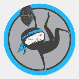 NInja Blue Bälte Stickers Runt Klistermärke