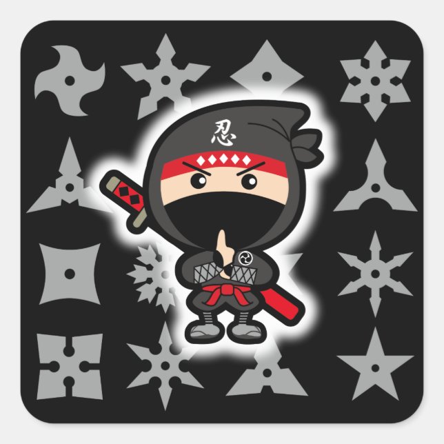 Ninja Boy Fyrkantigt Klistermärke (Framsida)