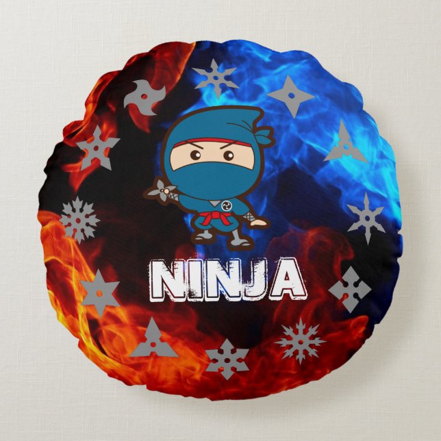 Ninja Boy Rund Kudde (Framsidan)