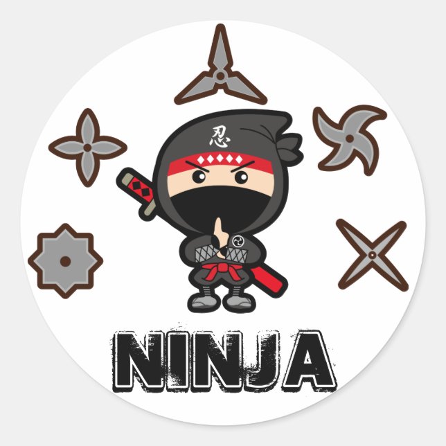 Ninja Boy Runt Klistermärke (Framsida)