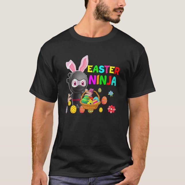 Ninja Bunny Rabbit Egg Cute Easter Day Boys Kids T T Shirt (Framsida)