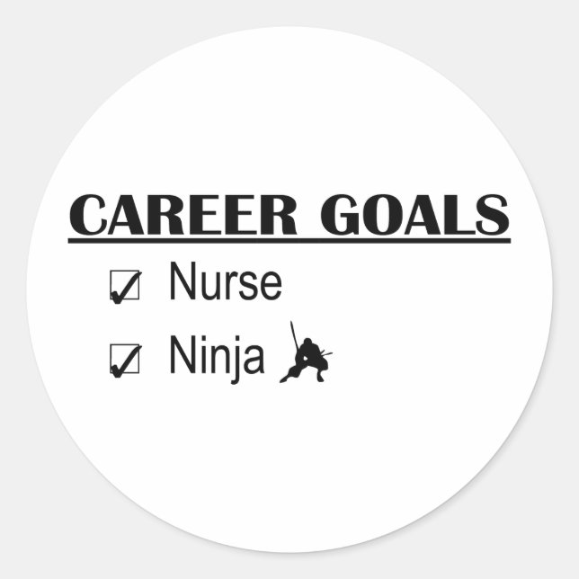 Ninja Career Goals - Nurse Runt Klistermärke (Framsida)