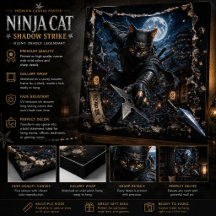 Ninja Cat 3D Pop-Up-Väggkonstaffisch
