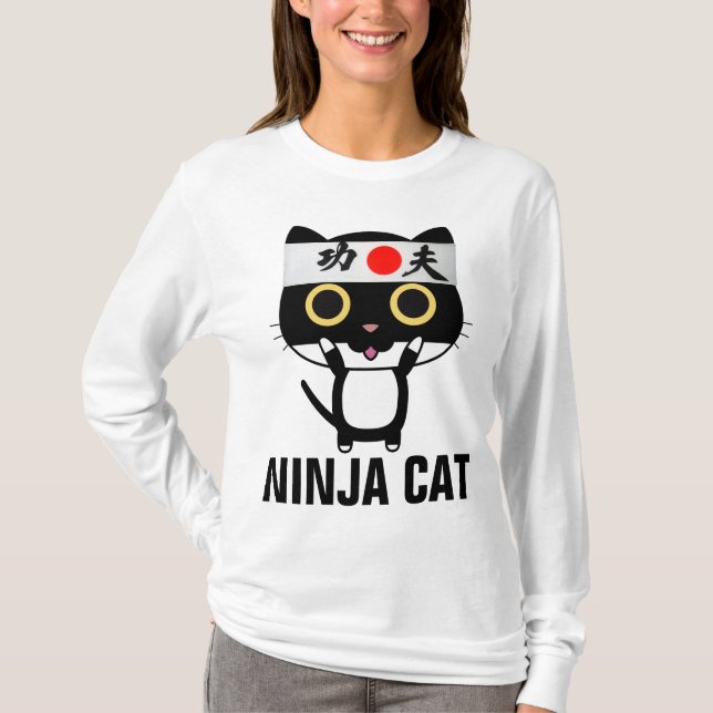 NINJA CAT Funny Manar T-shirts (Framsida)