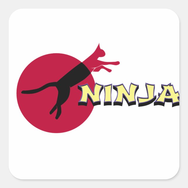 Ninja Cat Fyrkantigt Klistermärke (Framsida)