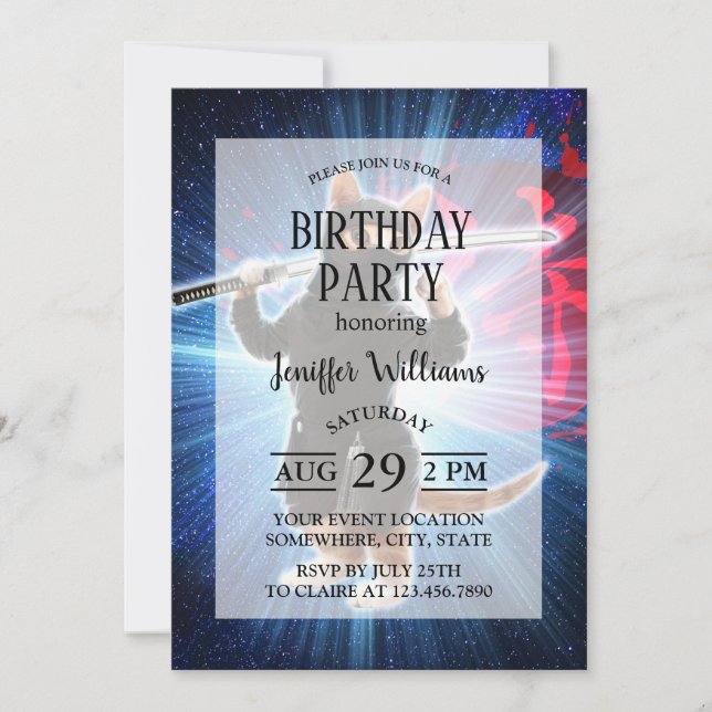 Ninja Cat i rymden. Inbjudningar (Framsida)