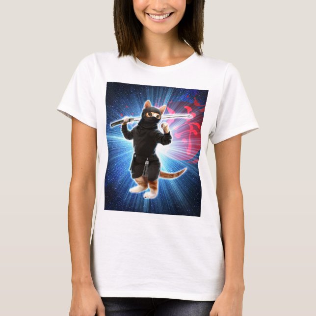 Ninja Cat i rymden. T Shirt (Framsida)