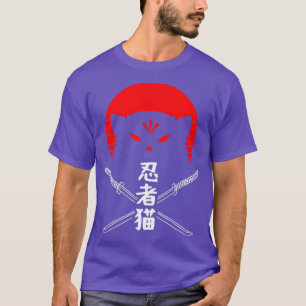 Ninja Cat Japansk Vintage Sunset Swords T Shirt