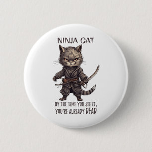 Ninja Cat, Japanska Samurai Kawaii Cat Tattoo Funn Knapp