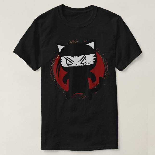 Ninja Cat Night Kattunge Shadow Kitten T Shirt (Design framsida)