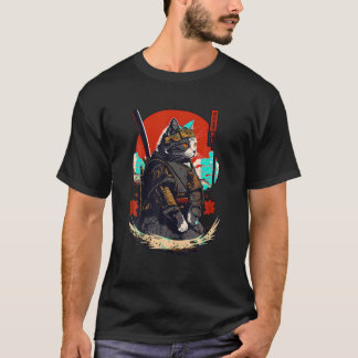 Ninja Cat Samurai Kitten Retro Japanska Warrior Ka T Shirt