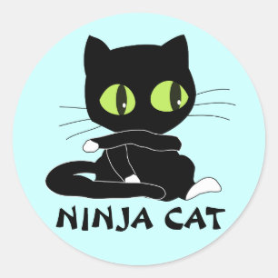 Ninja Cat Stickers Runt Klistermärke