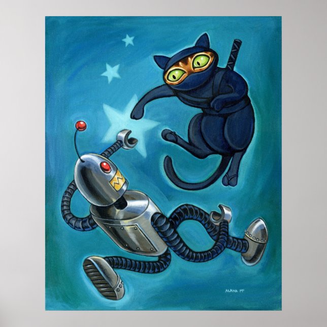 Ninja cat vs. Robot Poster (Framsidan)