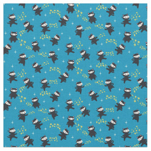Ninja Cats med Star Power on Blue Tyg