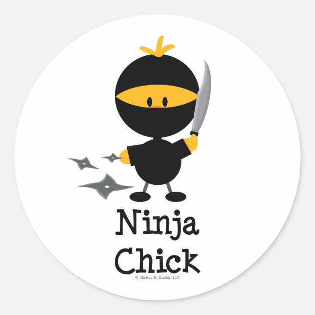 Ninja Chick Stickers Runt Klistermärke (Framsida)