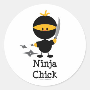 Ninja chickklistermärkear runt klistermärke