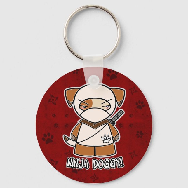 Ninja Doggy! I Red Keychain Nyckelring (Framsida)