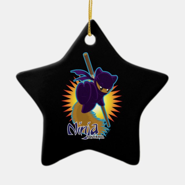 Ninja ekorre julgransprydnad keramik (Framsidan)
