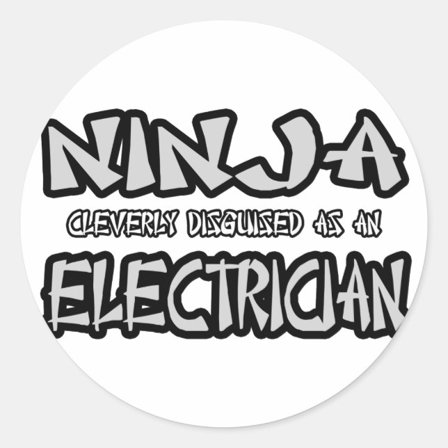 Ninja...Electrician Runt Klistermärke (Framsida)