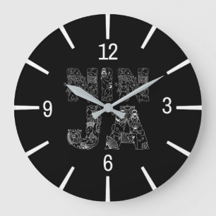 Ninja Elegant Text Art Stor Klocka