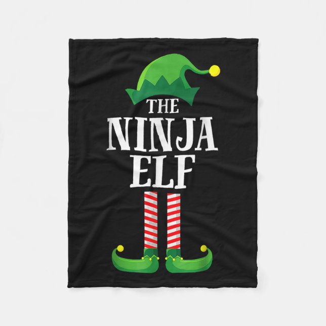 Ninja Elf Matching Family Group jul Party Pa Fleecefilt (Framsidan)