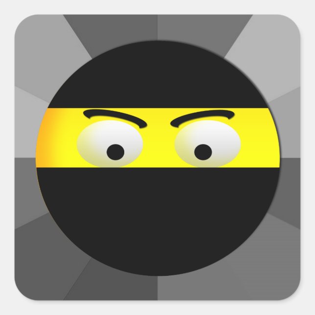 Ninja Emoji Square Stickers Fyrkantigt Klistermärke (Framsida)