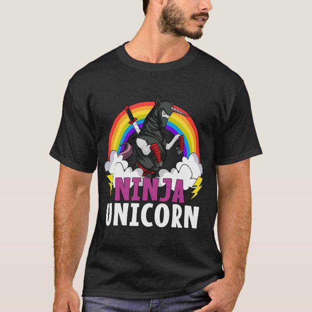 Ninja Enhörning Samuraj T Shirt (Framsida)