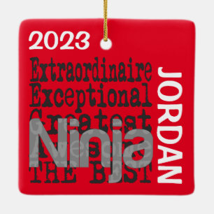 Ninja Extraordinaire-ANPASSNINGSBAR Julgransprydnad Keramik