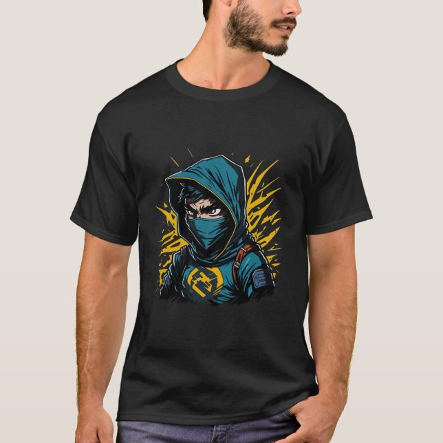 Ninja face Warrior Gothic Samurai T Shirt (Framsida)