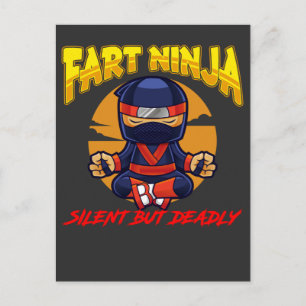 Ninja Fart Humor Karate Tyst Fisa Skämt Vykort
