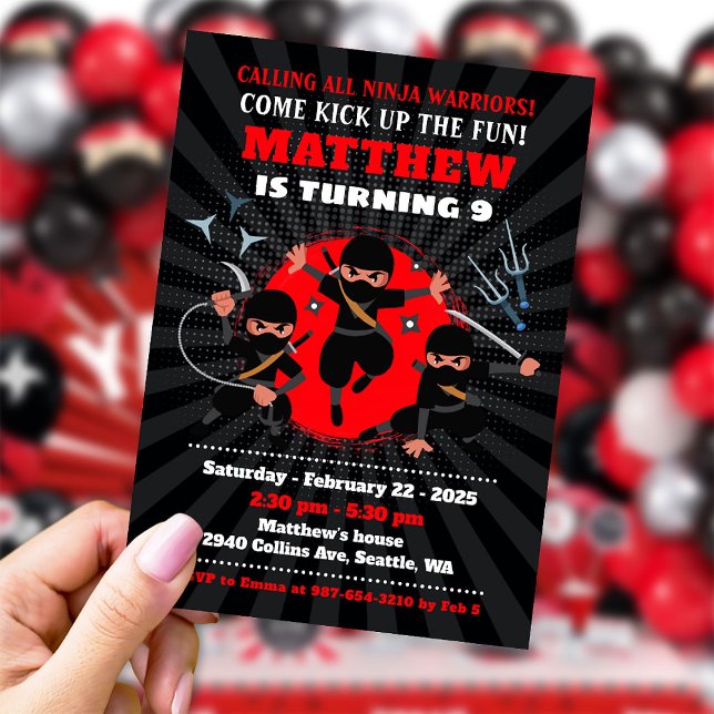 Ninja-festinbjudan, Ninja-födelsedag Inbjudningar (Skapare uppladdad)